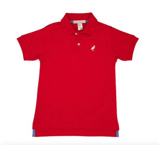 Prim & Proper Polo & Onesie Richmond Red With Worth Avenue White Stork