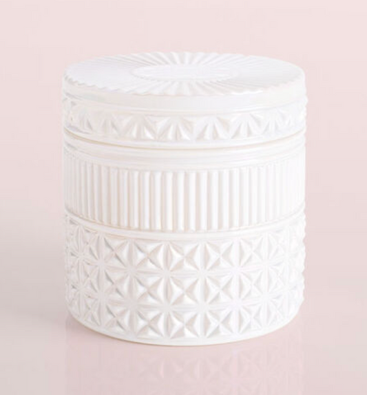 Volcano White Opal Gilded Faceted Jar, 11 oz