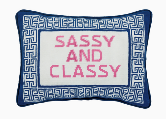 Sassy and Classy Embroidered Needlepoint Pillow