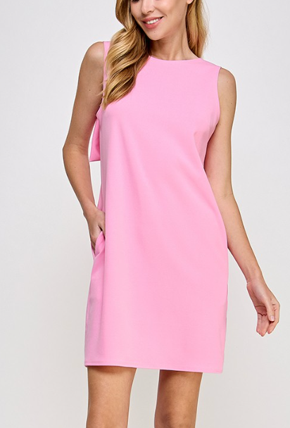 Solid Sleeveless Shift Dress - Pink