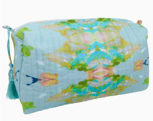 Stained Glass Blue Large Cosmetic Bag