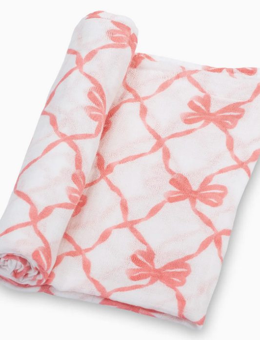 Beautiful Bows Baby Swaddle Blanket - Pink