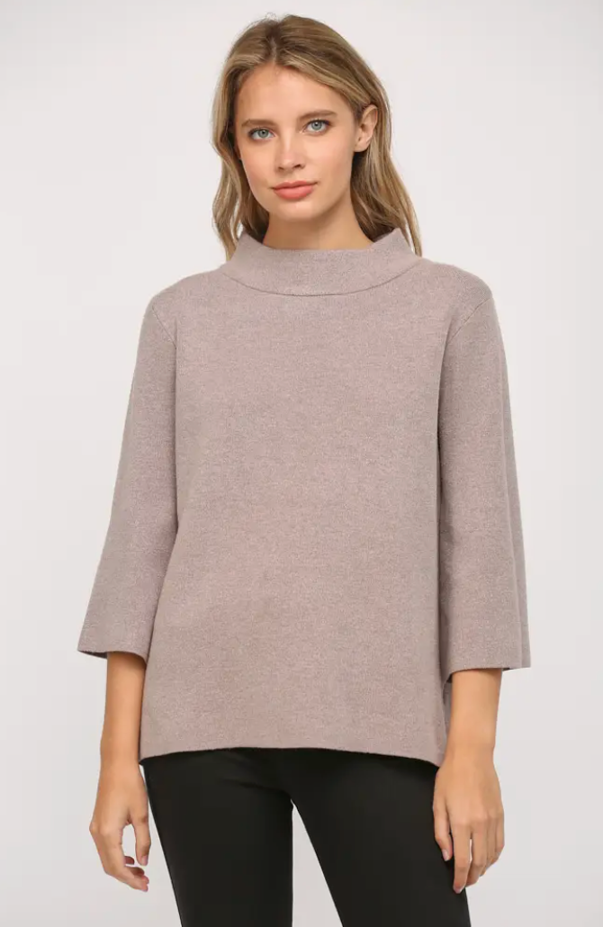 Mock Neck Pull Over Sweater/Bell Sleeve