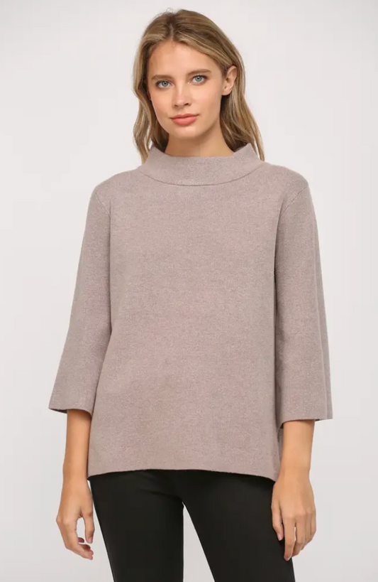 Mock Neck Pull Over Sweater/Bell Sleeve