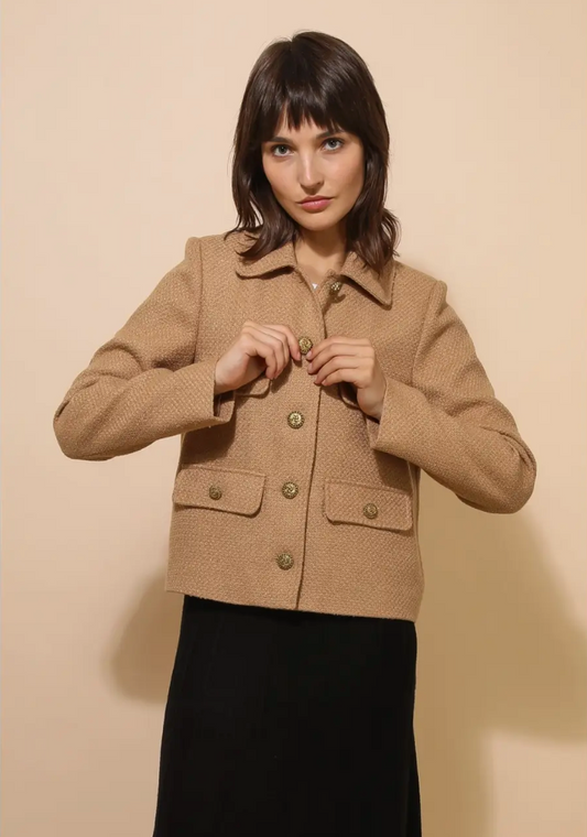 Straight Cut Plain Tweed Jacket