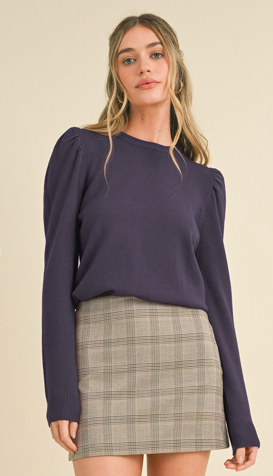 Classic Crew Neckline Pullover- English Violet