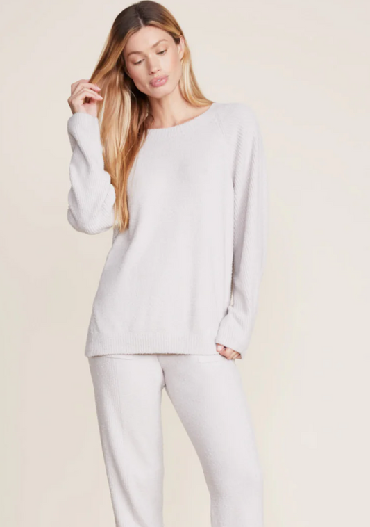 CozyChic Lite® Rib Blocked Pullover- Sliver