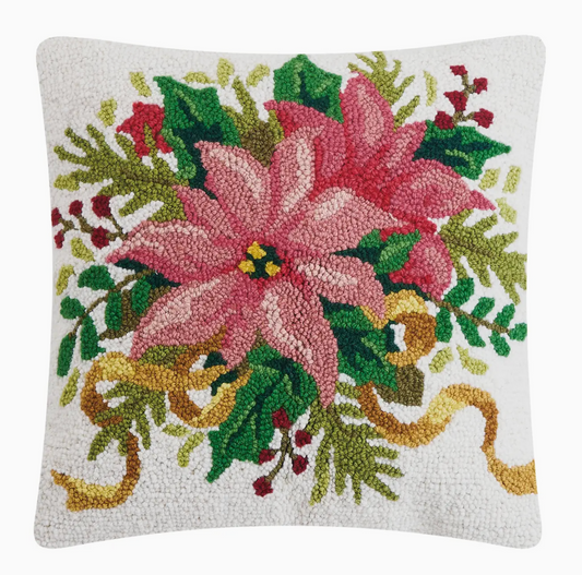 Christmas Poinsettia Hook Pillow