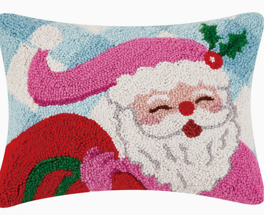 Festive Gingham Santa Hook Pillow