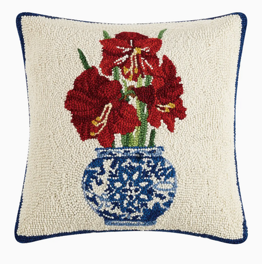 Holiday Chinoiserie Amaryllis Hook Pillow