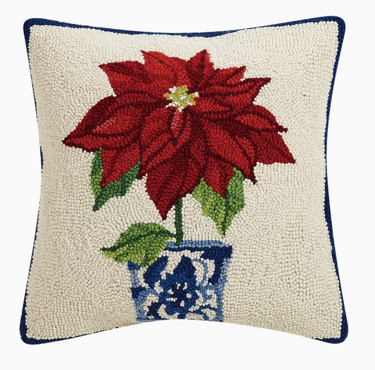 Holiday Chinoiserie Poinsettia  Hook Pillow