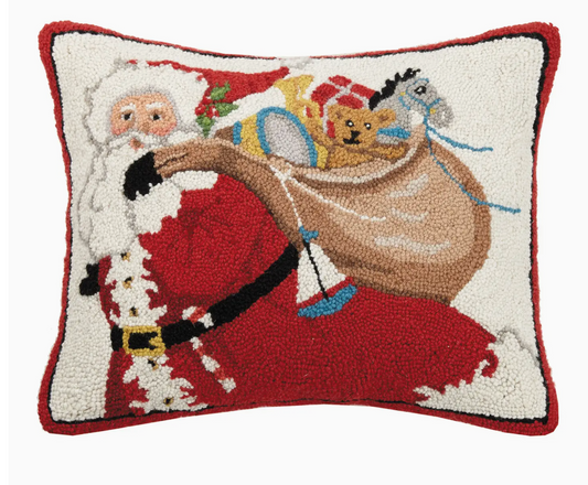 Santa with Bag of Presents Hook Pillow - Christmas