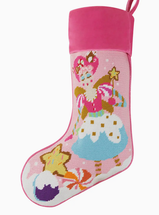 Sugar Plum Embroidered Needlepoint Stocking