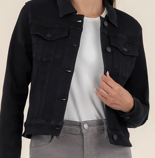 Julia Crop Jacket w/Drop Shoulder - Black