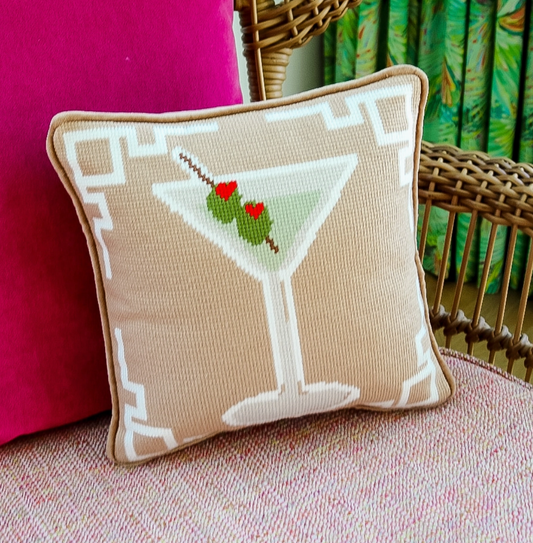 Dirty Martini Needlepoint Pillow