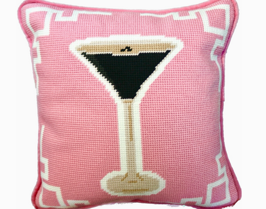 Espresso Martini Needlepoint Pillow