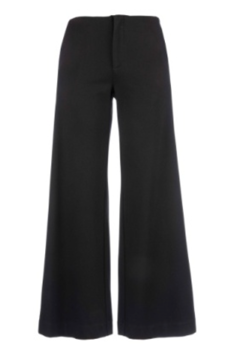 Meg Wide Leg Ponte Pants W/ Trouser- Black