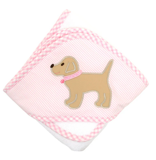 Lab Puppy Hooded Towel Set - Pink