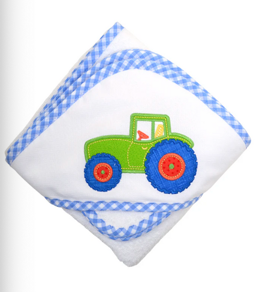 Tractor Hooded Towel Set - Blue