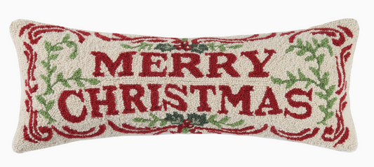 Merry Christmas Hook Pillow-Mistletoe