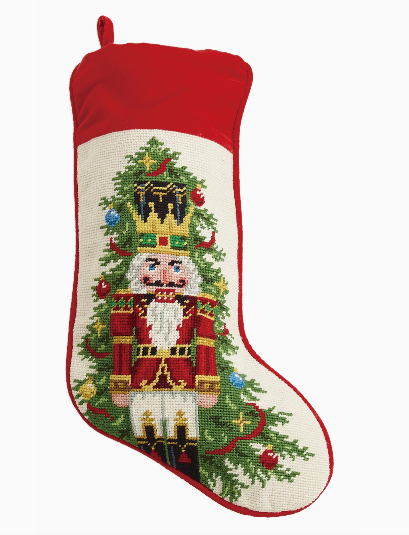 Nutcracker Needlepoint Stocking-Red