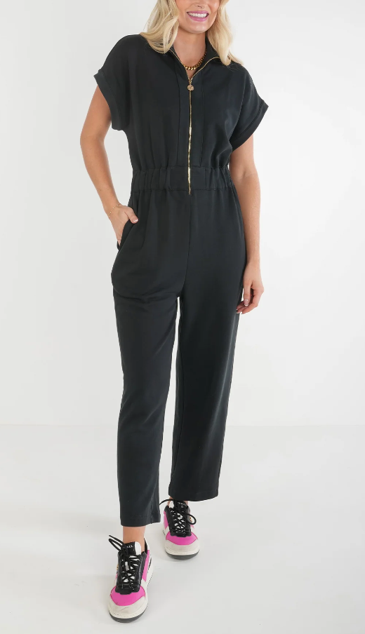 Poppy Jumpsuit- Black French Terry