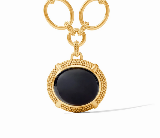 Cabochon Statement Necklace-Black