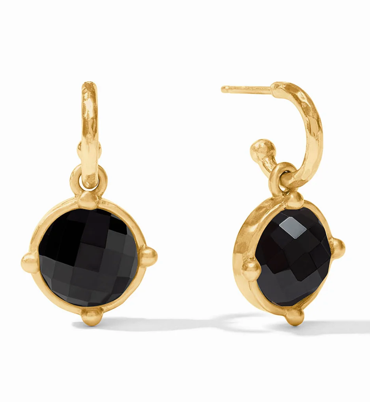 Honeybee Hoop & Charm Earring-Obsidian