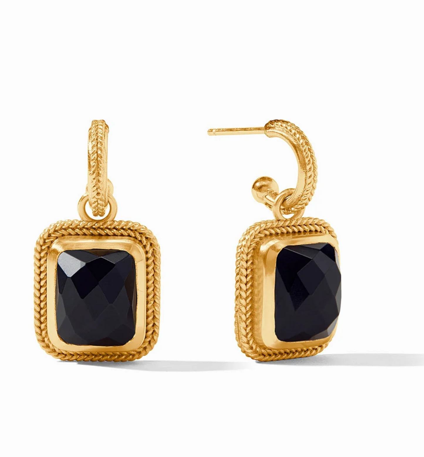 Cheval Hoop & Charm Earring-Obsidian