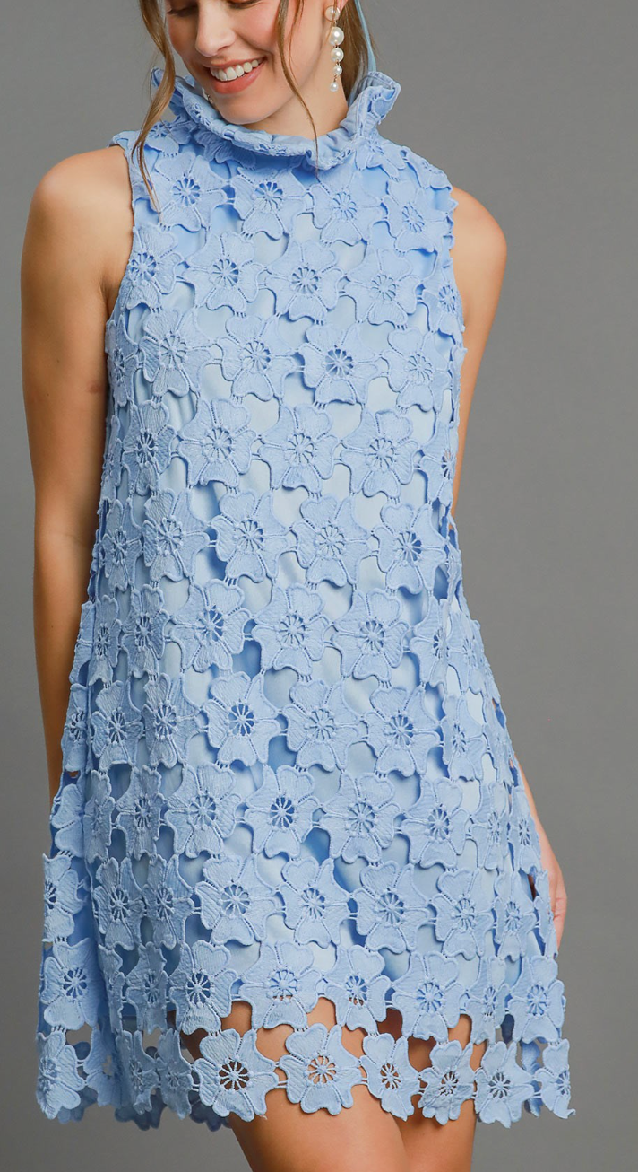 Halter Neck Sleeveless Dress - Light Blue