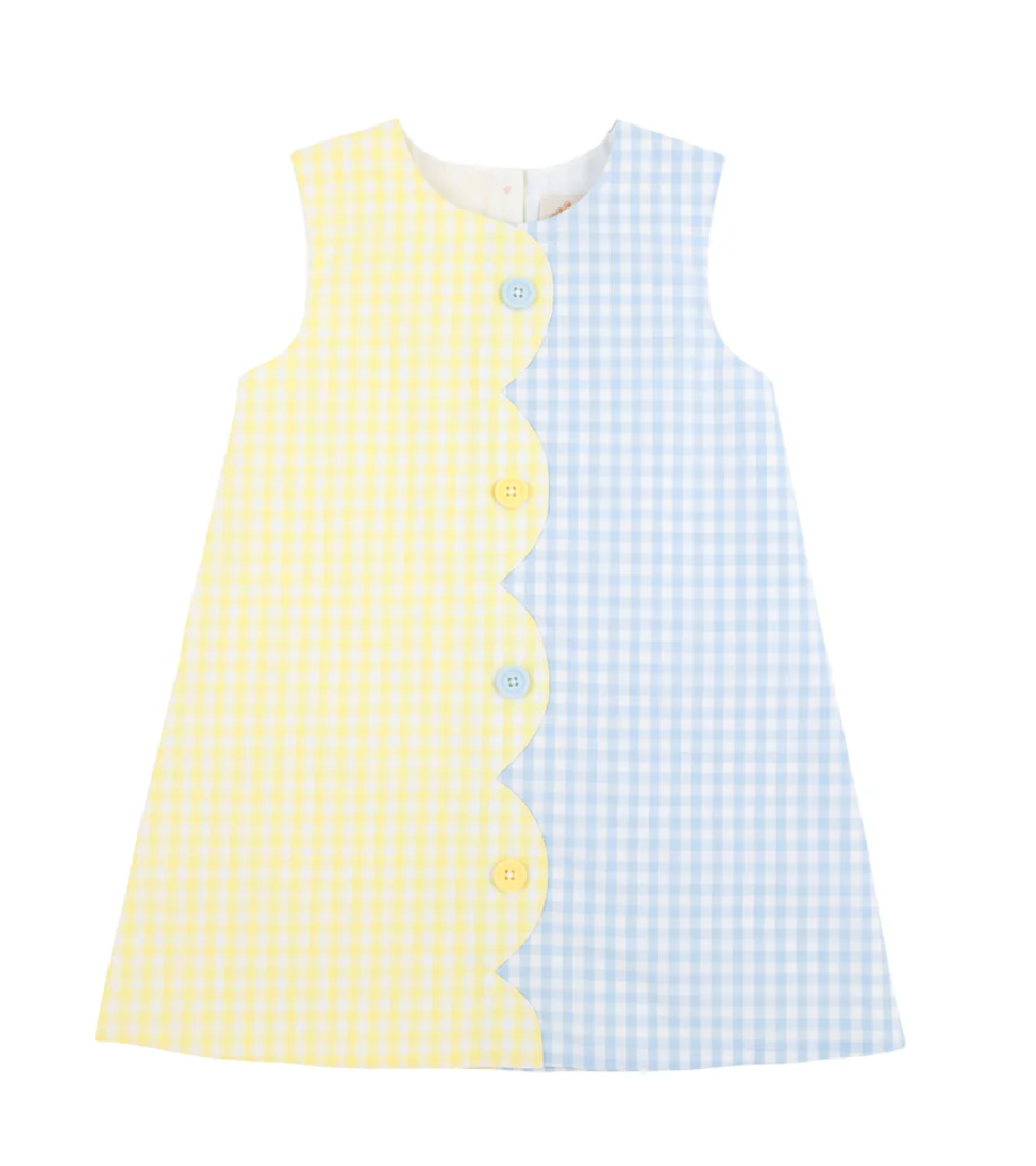 Kennedy Colorblock Dress- Woven Lake With Yellow Gingham/Buckhead Blue ...