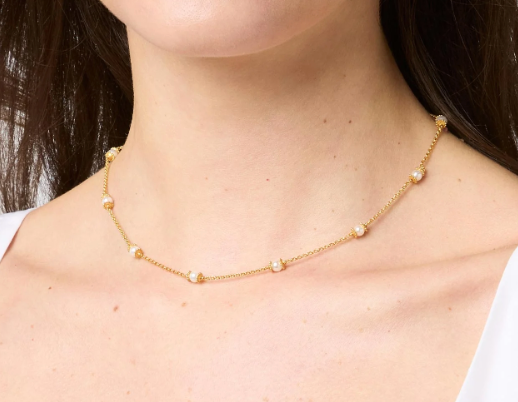 Hydra Delicate Station Necklace - Pearl