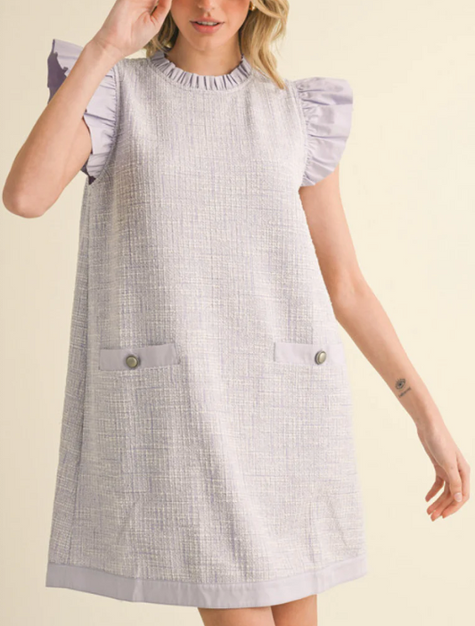 Tweed Shift Dress - Lavender