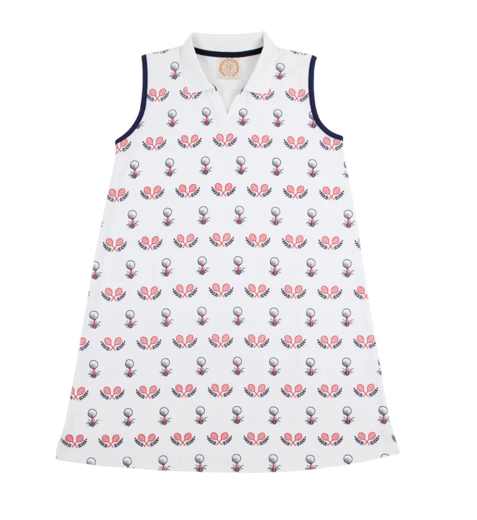 Sleeveless Maude's Polo Dress Little Sport with Worth Avenue White and Nantucket Navy