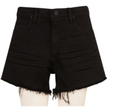 Jane High Rise Long Short w/ Fray Hem- Black