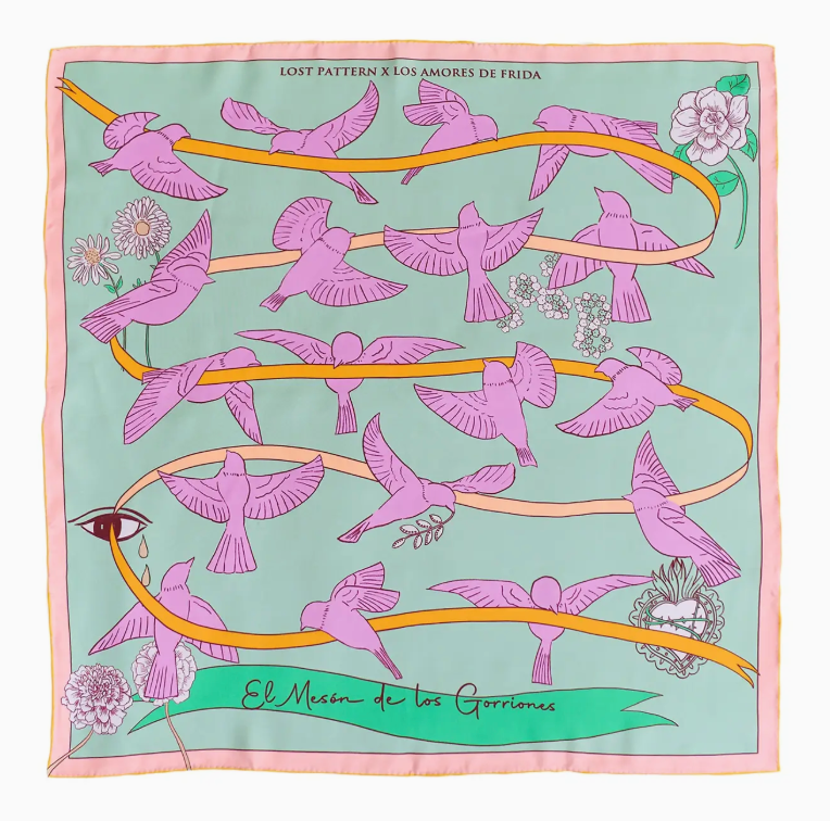 House of Frida Silk Scarf-Pink