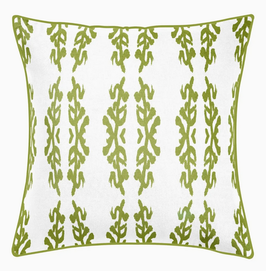 Coral Gardens Embroidered 22x22 Pillow - Green