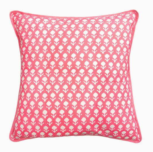 Paloma Pink Block Print Throw Pillow