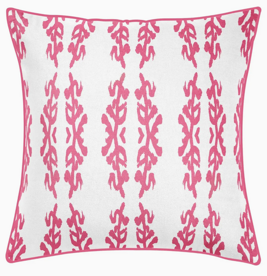 Coral Gardens Embroidered 22x22 Pillow - Hot Pink