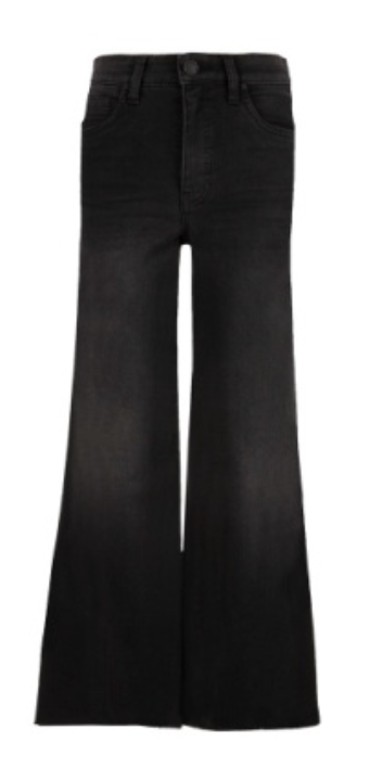 Meg High Rise Wide Leg- Black Raw Hem