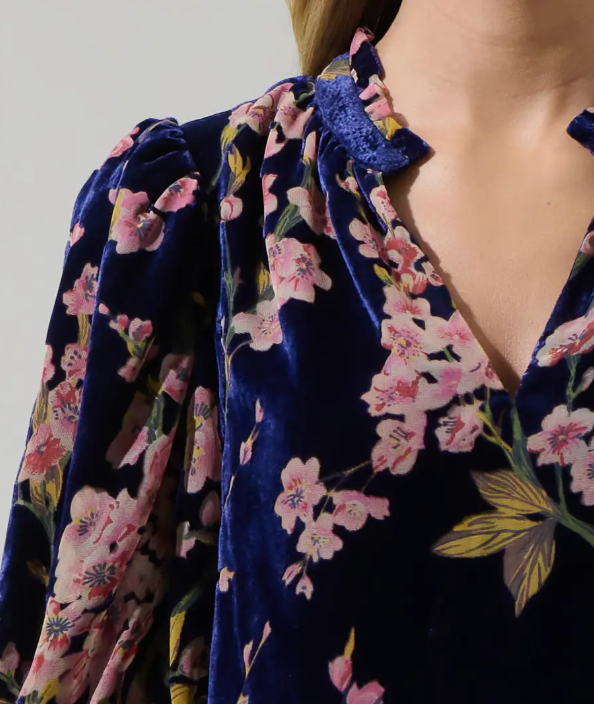 Zuzanna Floral Gretna Velvet Ruffle Blouse