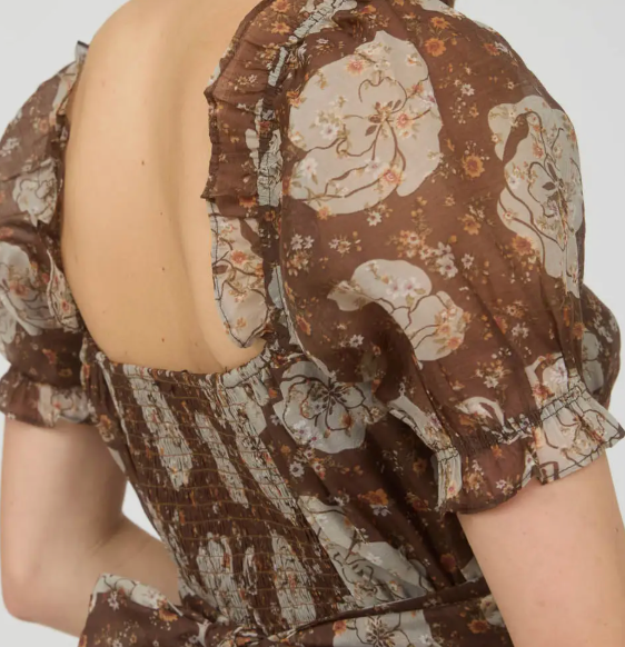 Floral Sweetheart Neck Back Tie Midi Dress