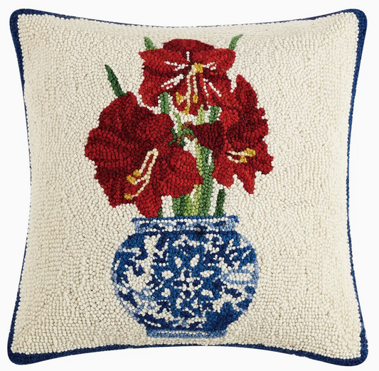 Holiday Chinoiserie Amaryllis Hook Pillow