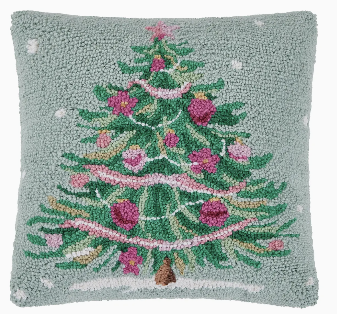 Pink & Green Christmas Tree Hook Pillow