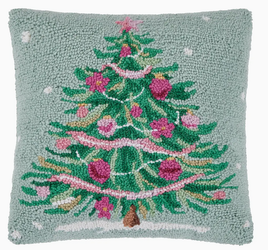 Pink & Green Christmas Tree Hook Pillow