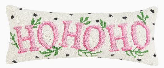 Spotted Holiday Ho Ho Ho Hook Pillow