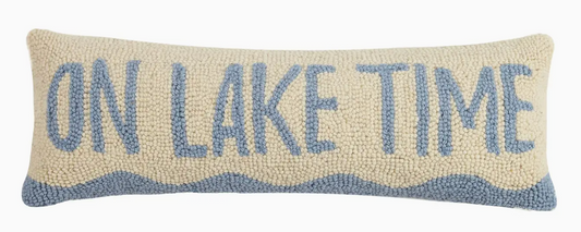 On Lake Time Hook Pillow, Blue/White