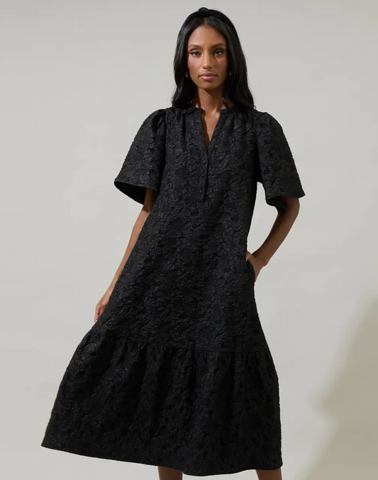 Arielle Jacquard Floral Ely Midi Dress