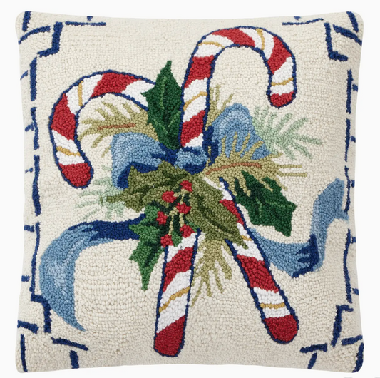 Chinoiserie Candy Cane Hook Pillow