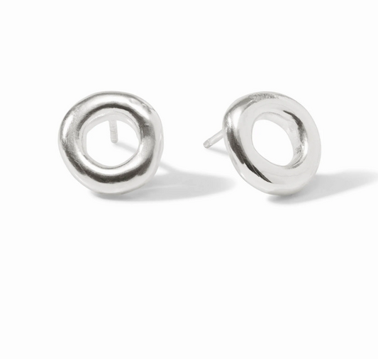 Wave Circle Stud-Silver